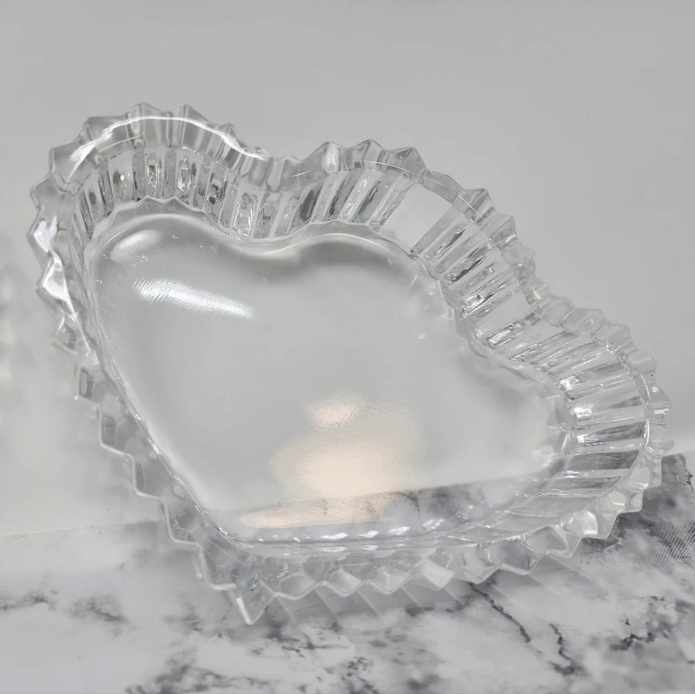 Clear Glass Triple Heart Trinket Box